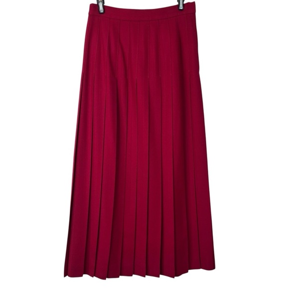 Vintage Talbots 100% Wool Pleated Midi Skirt Cranberry – Size 4L Made in USA - Picture 1 of 12